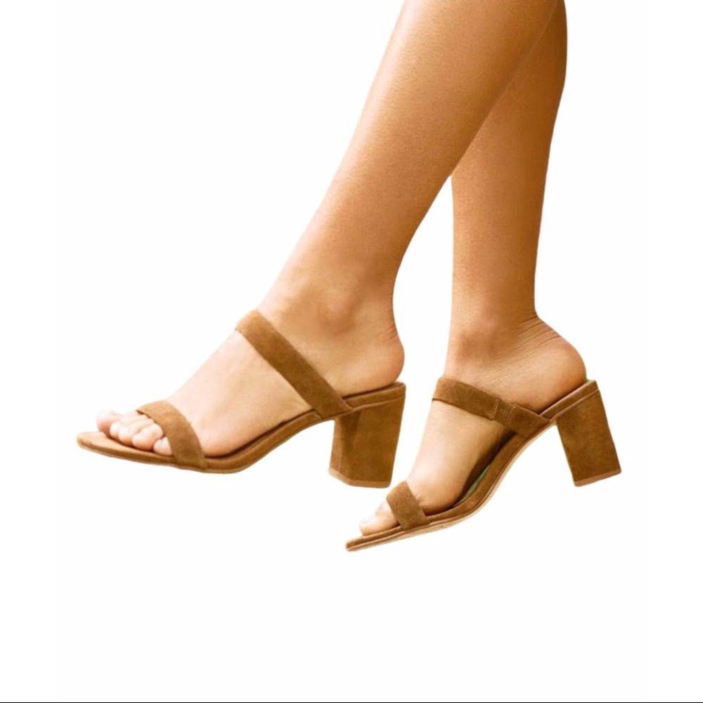 Soludos Ines Heel Walnut Leather Sandals - Picture 7 of 10